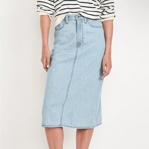 Two High Waisted Denim Midi Skirts Old Navy